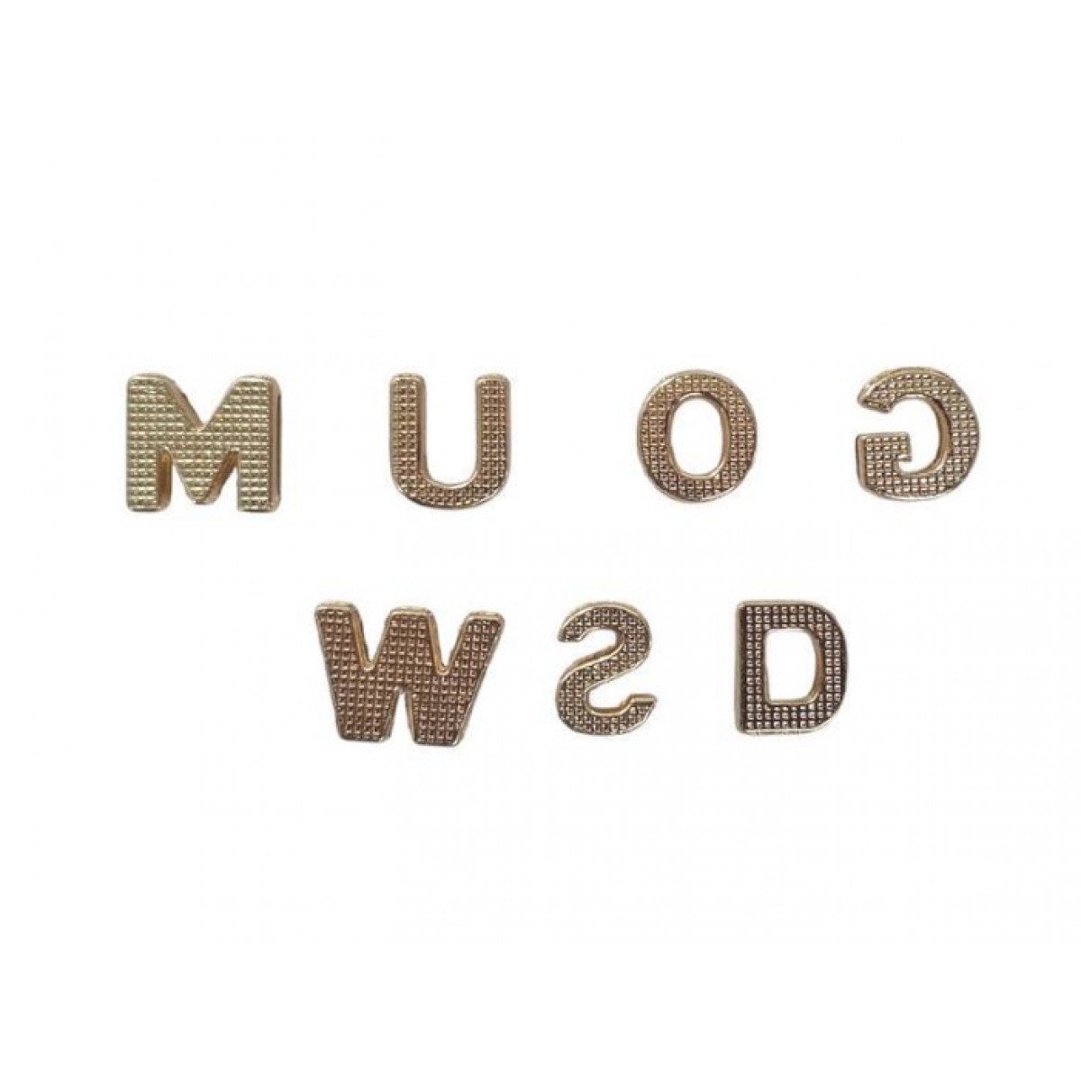 Letras do Alfabeto em Metal Dourado para Lingerie Personalizada – Venda por Unidade Letras do Alfabeto em Metal Dourado para Lingerie Personalizada – Venda por Unidade