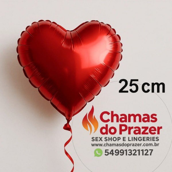 Balão coração metalizado vermelho 10 polegadas - 25cm