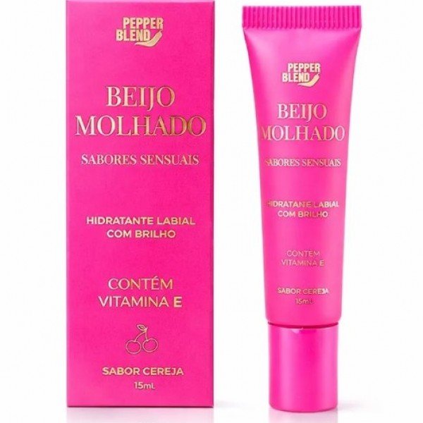 Beijo Molhado Hidratante Labial com Brilho e Vitamina E 15ml Pepper Blend - Sabor Lollipop