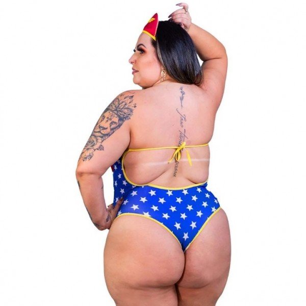Mini Fantasia Plus Size Mulher Maravilha Body 2 Pimenta Sexy
