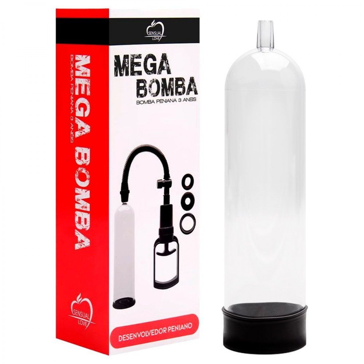 Bomba Peniana Manual Com 3 Aneis Sensual Love Bomba Peniana Manual Com 3 Aneis Sensual Love