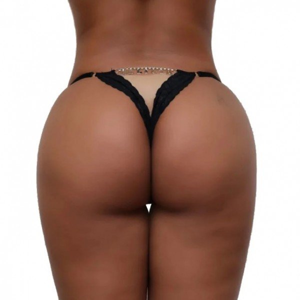 Calcinha Fio Dental Gis Preta Frases Traseira com Strass Tallyta - Gostosa Calcinha Fio Dental Gis Preta Frases Traseira com Strass Tallyta - Gostosa