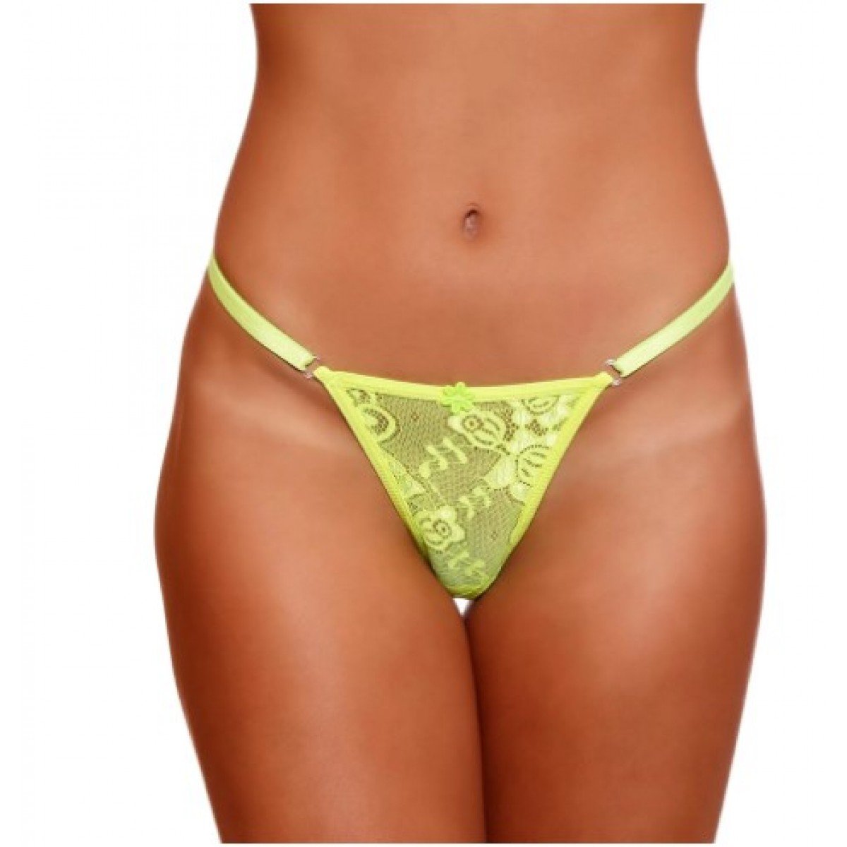 Calcinha Fio Dental Renda Neon Lacinho Mil Toques - Verde Calcinha Fio Dental Renda Neon Lacinho Mil Toques - Verde