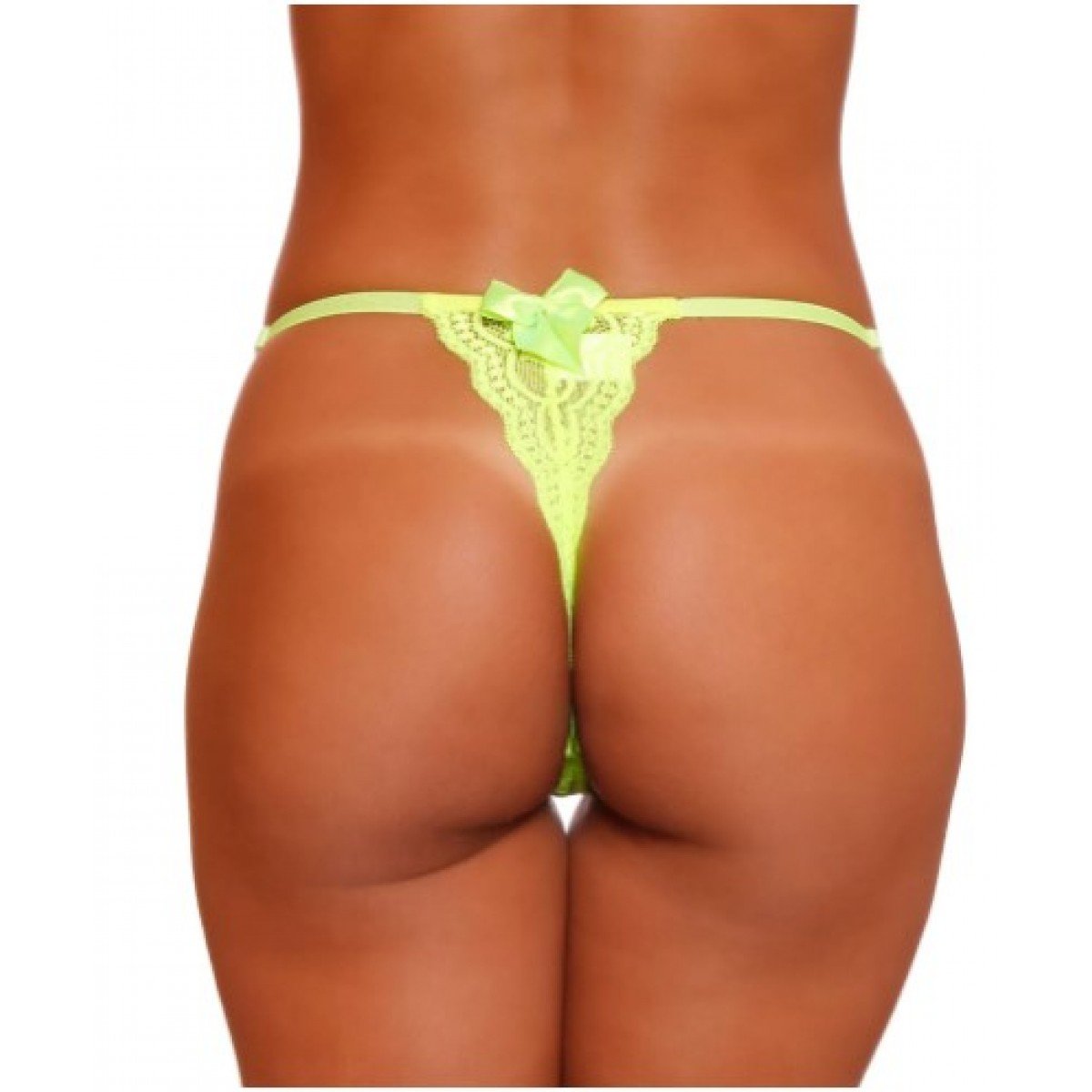 Calcinha Fio Dental Renda Neon Lacinho Mil Toques - Verde Calcinha Fio Dental Renda Neon Lacinho Mil Toques - Verde