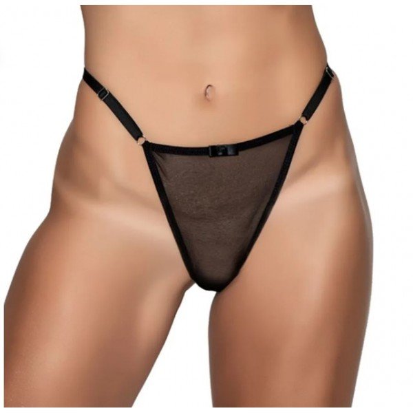 Calcinha String de Tule Personalizável - Yaffa Lingerie - Preta