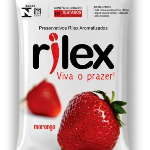 Preservativo Lubrificado com Aroma de Morango 3 Unidades Rilex