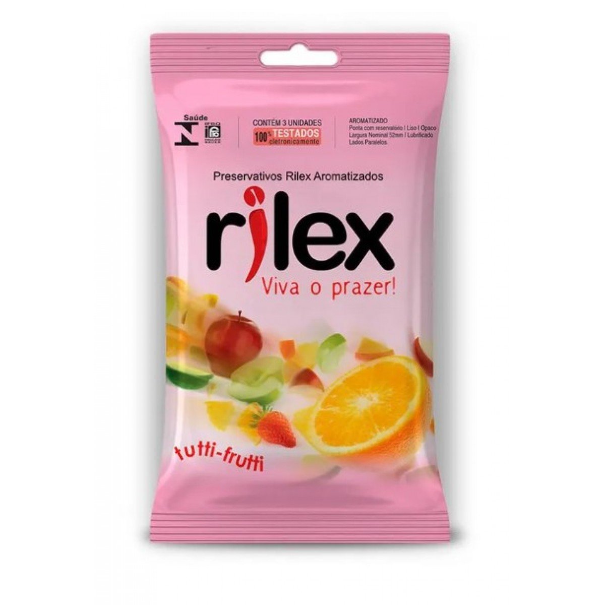Preservativo Lubrificado com Aroma de Tutti Frutti 3 Unidades Rilex Preservativo Lubrificado com Aroma de Tutti Frutti 3 Unidades Rilex