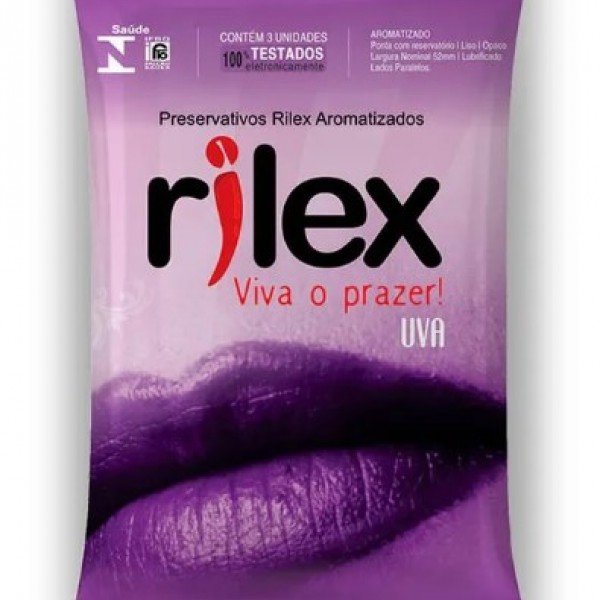 Preservativo Lubrificado com Aroma de Uva 3 Unidades Rilex