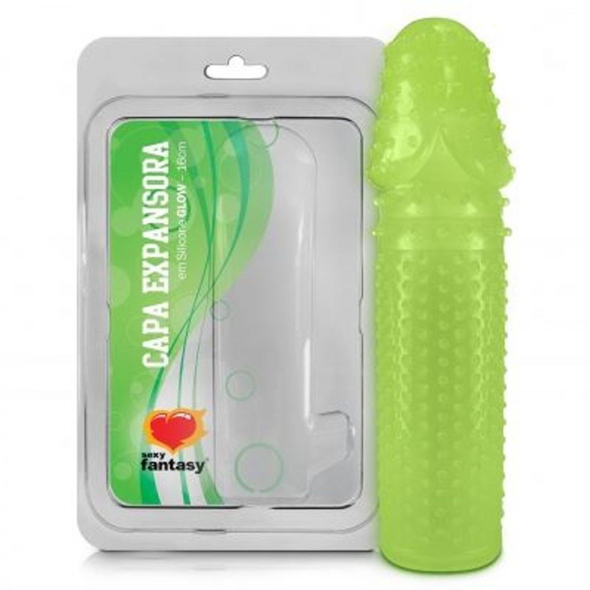 CAPA EXPANSORA GLOW ( BRILHA NO ESCURO ) 16CM SEXY FANTASY - 703 - Chamas do Prazer Sex Shop