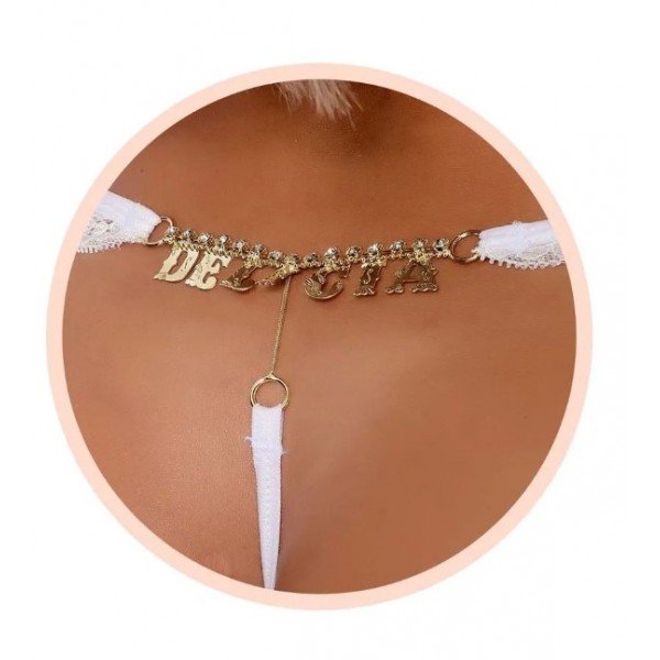 Conjunto com Calcinha Delicia Patitex - Branco - G Conjunto com Calcinha Delicia Patitex - Branco - G