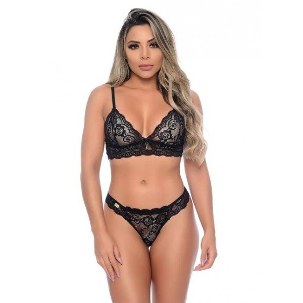 Conjunto com Calcinha Delicia Patitex - Preto - G