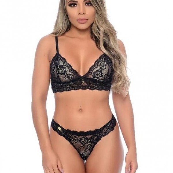 Conjunto com Calcinha Delicia Patitex - Preto - G