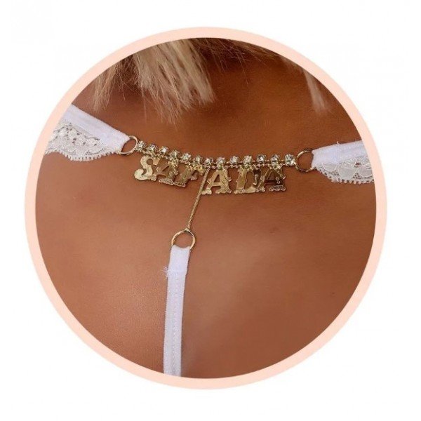 Conjunto com Calcinha Safada Patitex - Branco - G