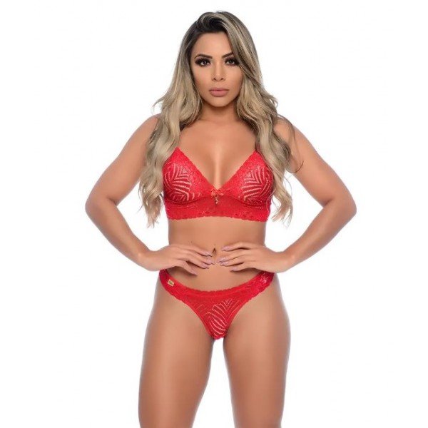 Conjunto com Calcinha Safada Patitex - Vermelho - M