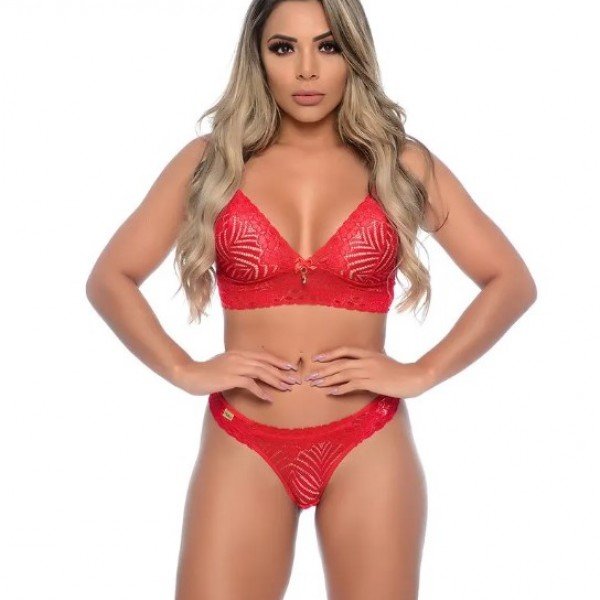 Conjunto com Calcinha Safada Patitex - Vermelho - M