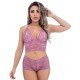 Conjunto Caleçon em Renda sem Bojo Jô Lingerie - Rose - G