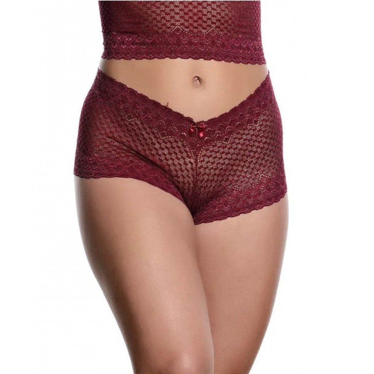 Conjunto Caleçon em Renda sem Bojo Jô Lingerie - Vinho - G Conjunto Caleçon em Renda sem Bojo Jô Lingerie - Vinho - G