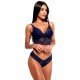 Conjunto Cropped Fio Dental Rendado Sensual Love - Azul Marinho - M Conjunto Cropped Fio Dental Rendado Sensual Love - Azul Marinho - M