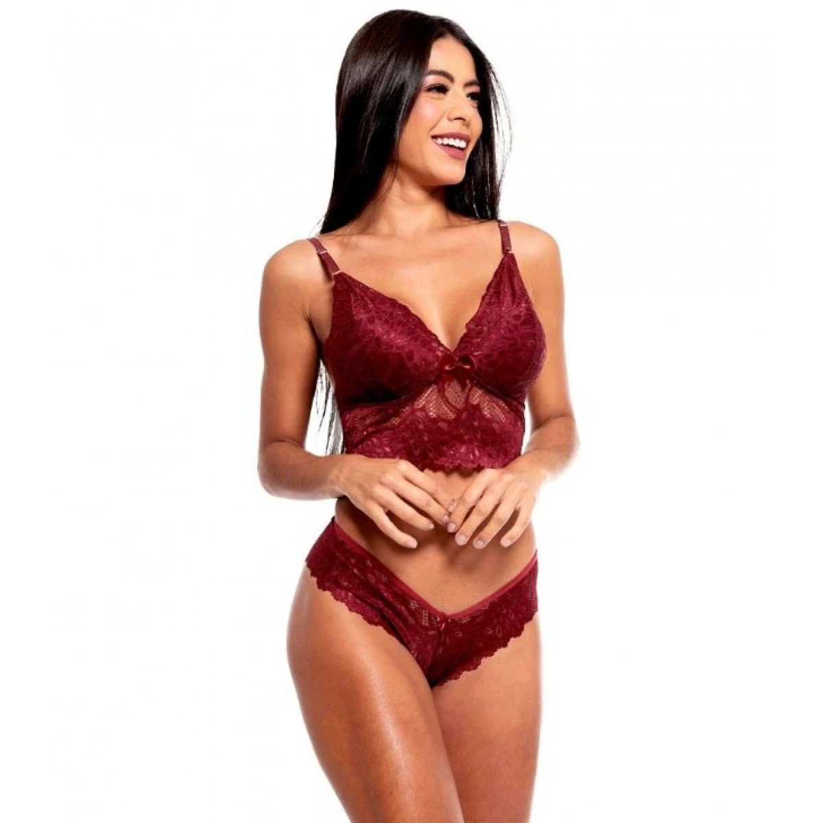 Conjunto Cropped Fio Dental Rendado Sensual Love - Sensuale - M Conjunto Cropped Fio Dental Rendado Sensual Love - Sensuale - M