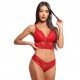Conjunto Cropped Fio Dental Rendado Sensual Love - Vermelho - GG