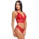 Conjunto Cropped Fio Dental Rendado Sensual Love - Vermelho - GG