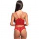 Conjunto Cropped Fio Dental Rendado Sensual Love - Vermelho - GG
