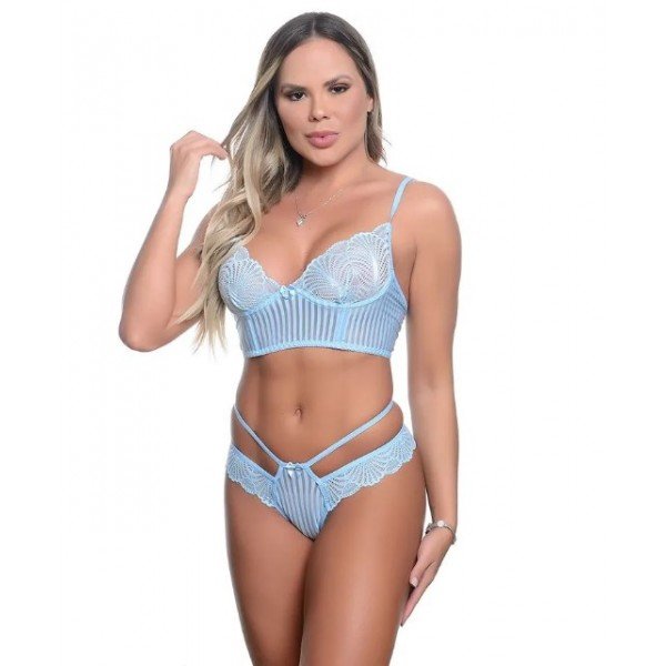 Conjunto Delírio com Arco Patitex - Azul Claro - GG