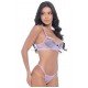 Conjunto Fio Ajustável em Renda Bicolor - Jô Lingerie - Lilás com Preto - G
