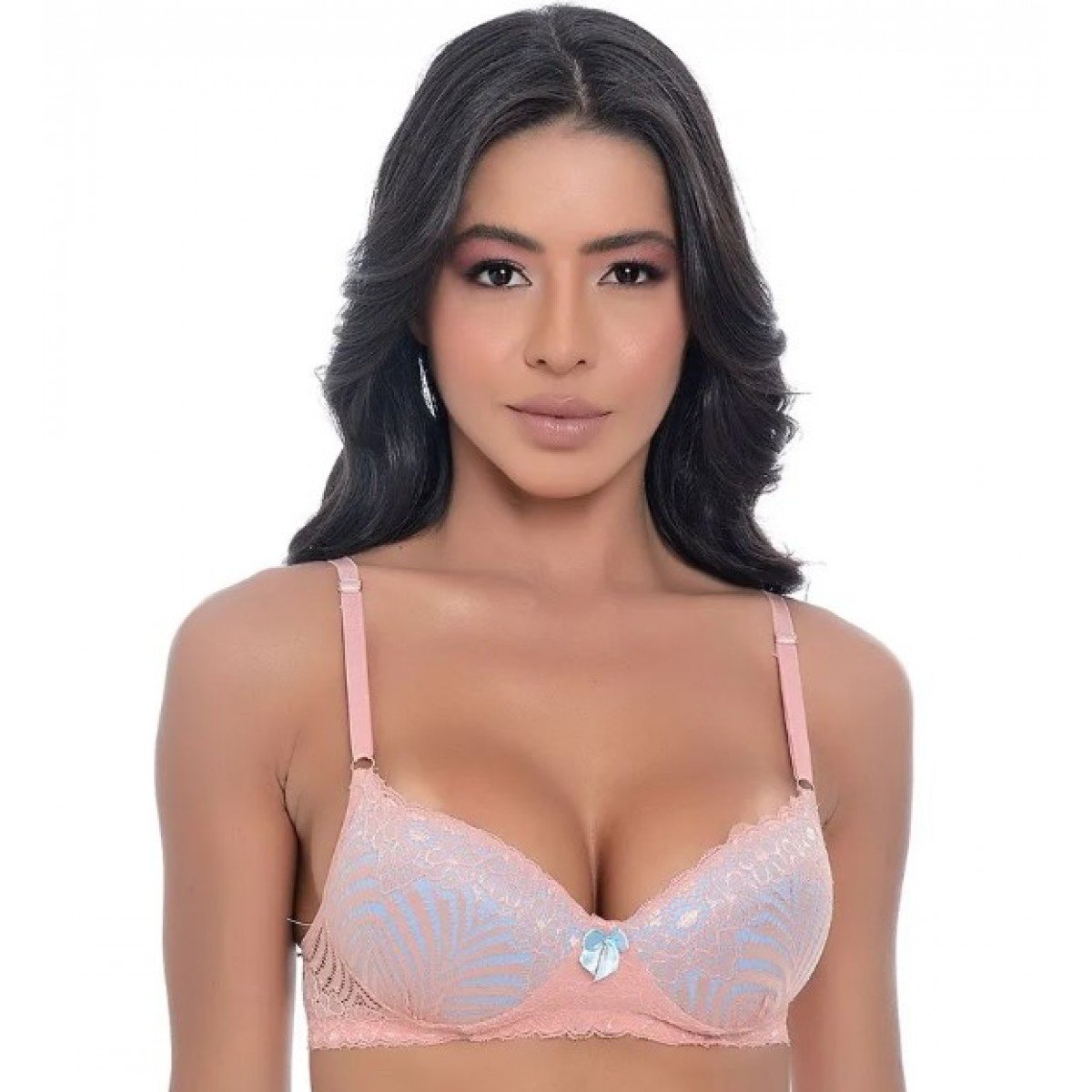 Conjunto Fio Ajustável em Renda Bicolor - Jô Lingerie - Rose com Azul Claro - G Conjunto Fio Ajustável em Renda Bicolor - Jô Lingerie - Rose com Azul Claro - G