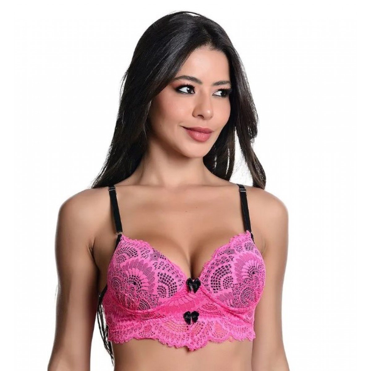 Conjunto Rendado com Bojo Dira's Lingerie - Rosa - G Conjunto Rendado com Bojo Dira's Lingerie - Rosa - G