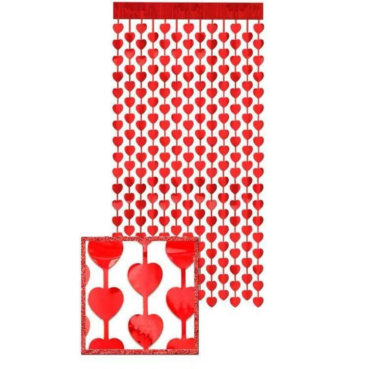 CORTINA METALIZADA CORACAO 1,0 X 2,0M - VERMELHO CORTINA METALIZADA CORACAO 1,0 X 2,0M - VERMELHO