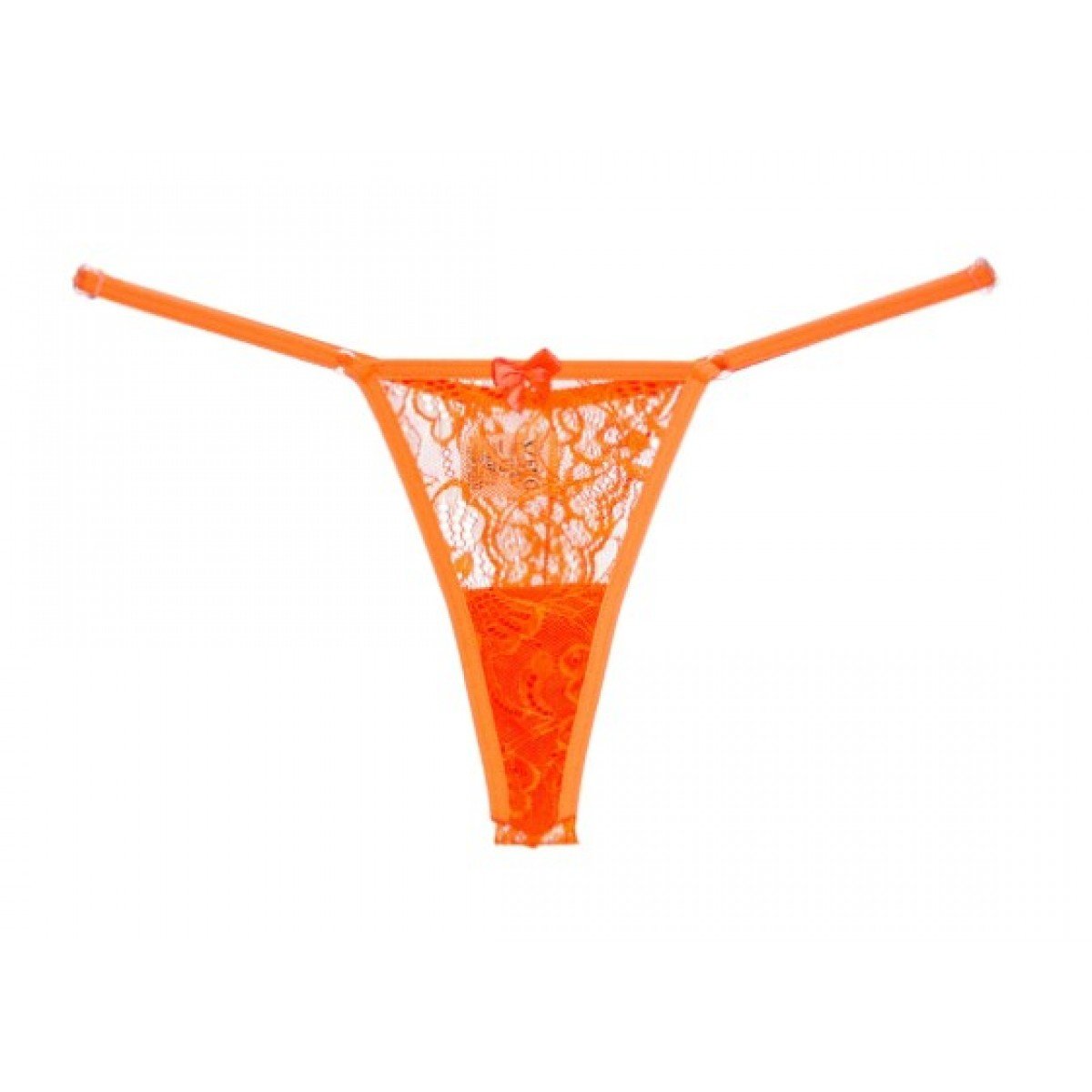 Calcinha Fio Dental Neon Em Renda Com Regulagem Xzero - Laranja