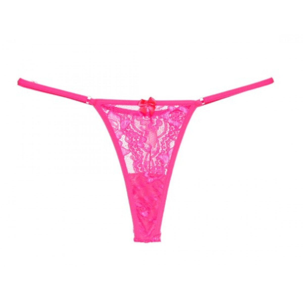 Calcinha Fio Dental Neon Em Renda Com Regulagem Xzero - Pink