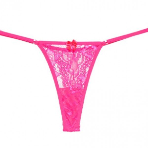 Calcinha Fio Dental Neon Em Renda Com Regulagem Xzero - Pink