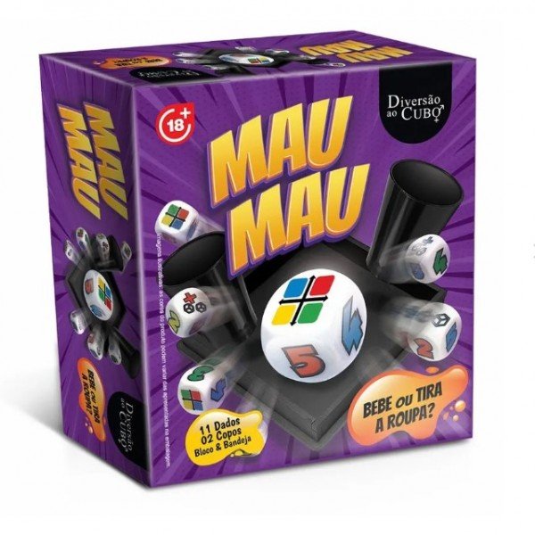 Jogo Mau Mau com 11 Dados e 02 Copos Diversão ao Cubo