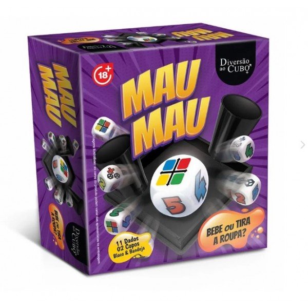 Jogo Mau Mau com 11 Dados e 02 Copos Diversão ao Cubo