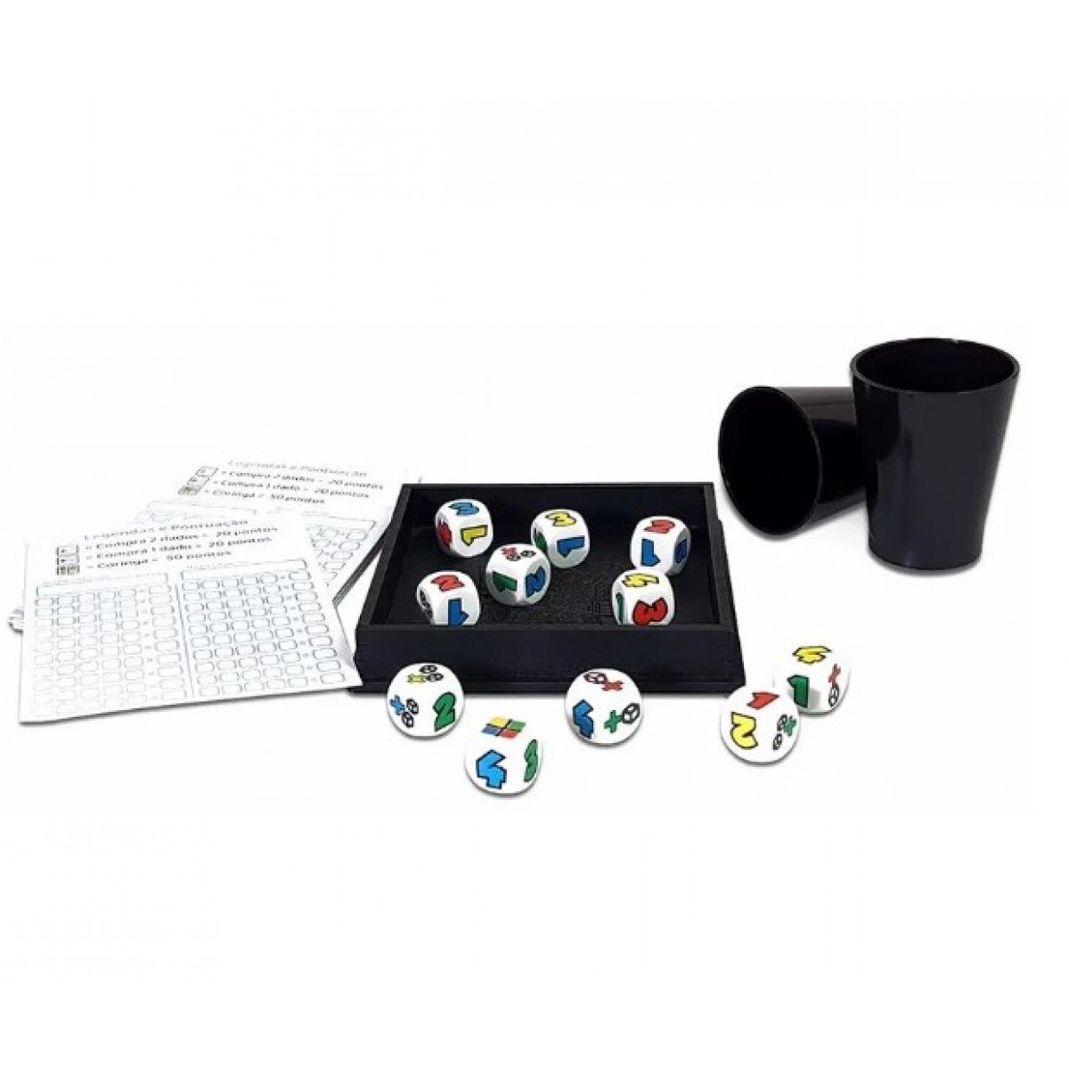 Jogo Mau Mau com 11 Dados e 02 Copos Diversão ao Cubo