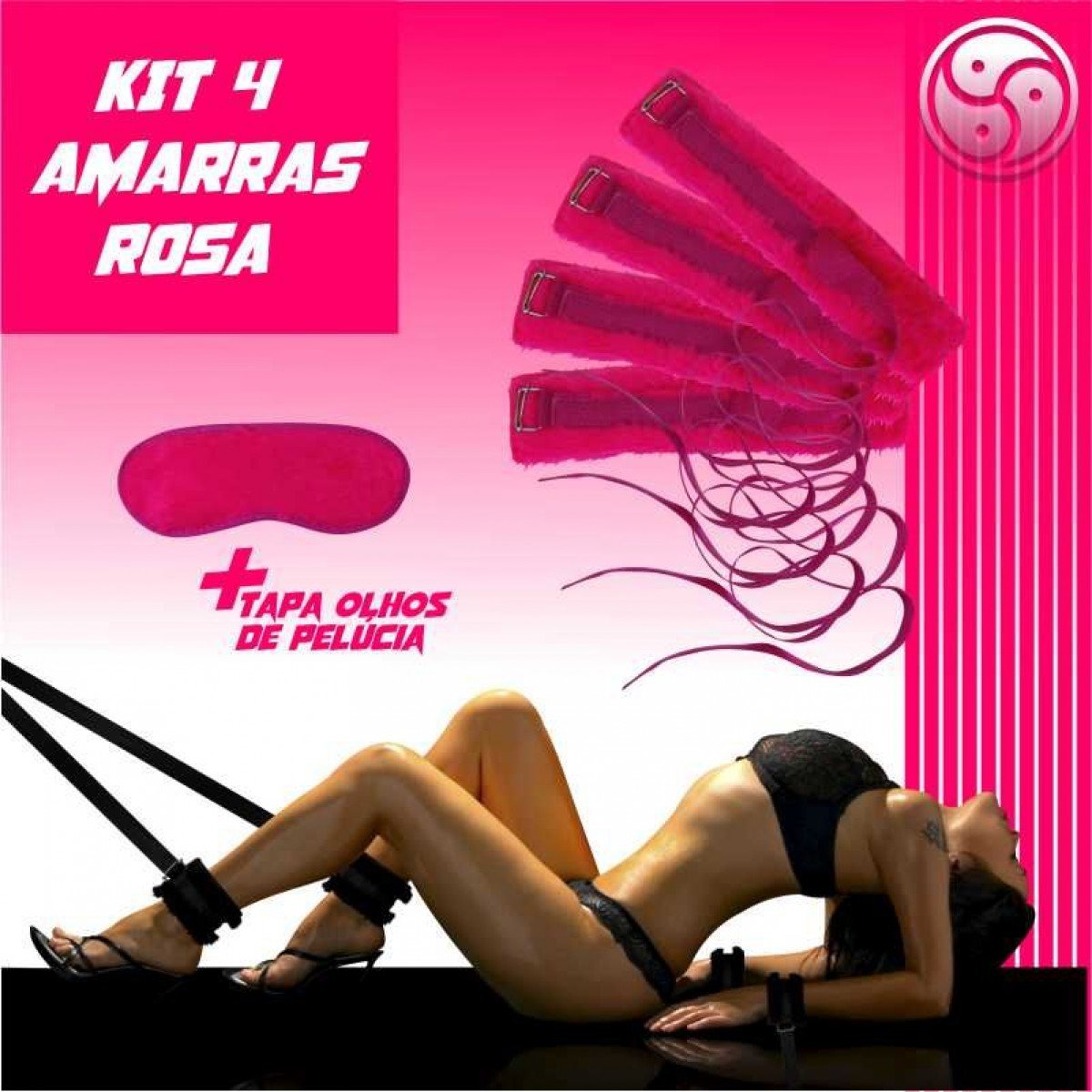 KIT 4 AMARRAS ROSA - Chamas do Prazer Sex Shop