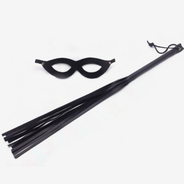 KIT CHICOTE 35 CM E MÁSCARA TIAZINHA PRETO - 904