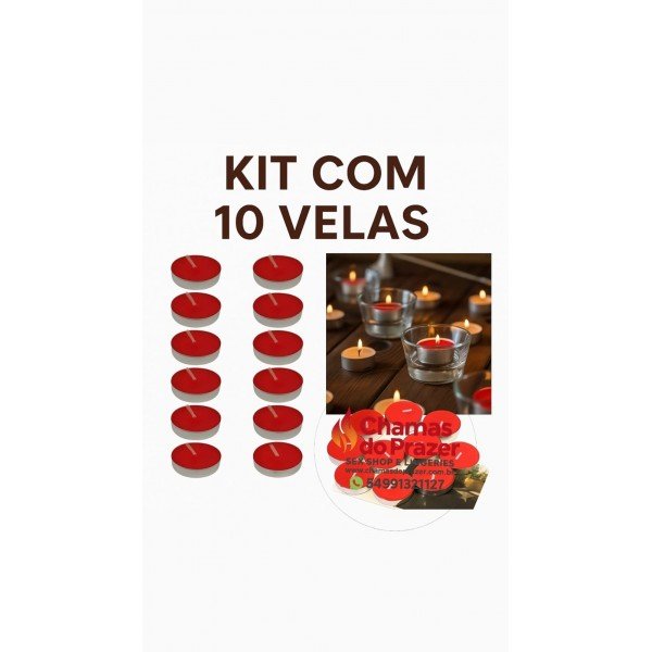 Kit 10 Mini Velas Rechaud redondas Vermelhas