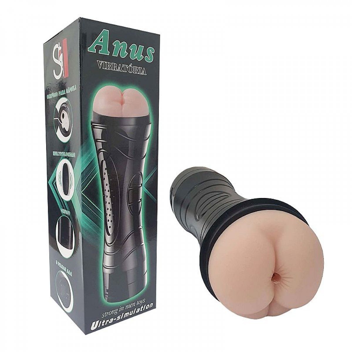 Masturbador Ânus com Vibrador em Cyberskin - Lanterna Ânus - SI