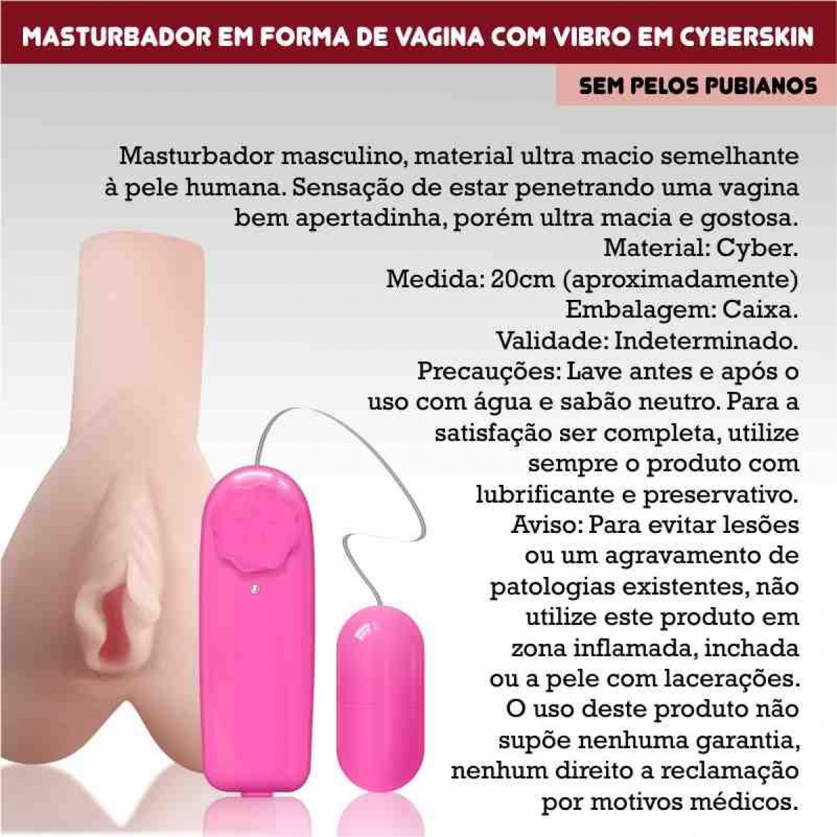 MASTURBADOR COM VIBRO K-IMPORT CYBER SKIN COM VIBRO ROSA - Chamas do Prazer Sex Shop