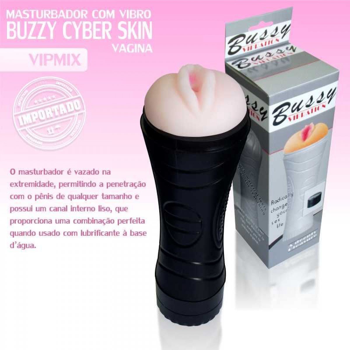 MASTURBADOR COM VIBRO VIPMIX BUZZY CYBER SKIN VAGINA - Chamas do Prazer Sex Shop