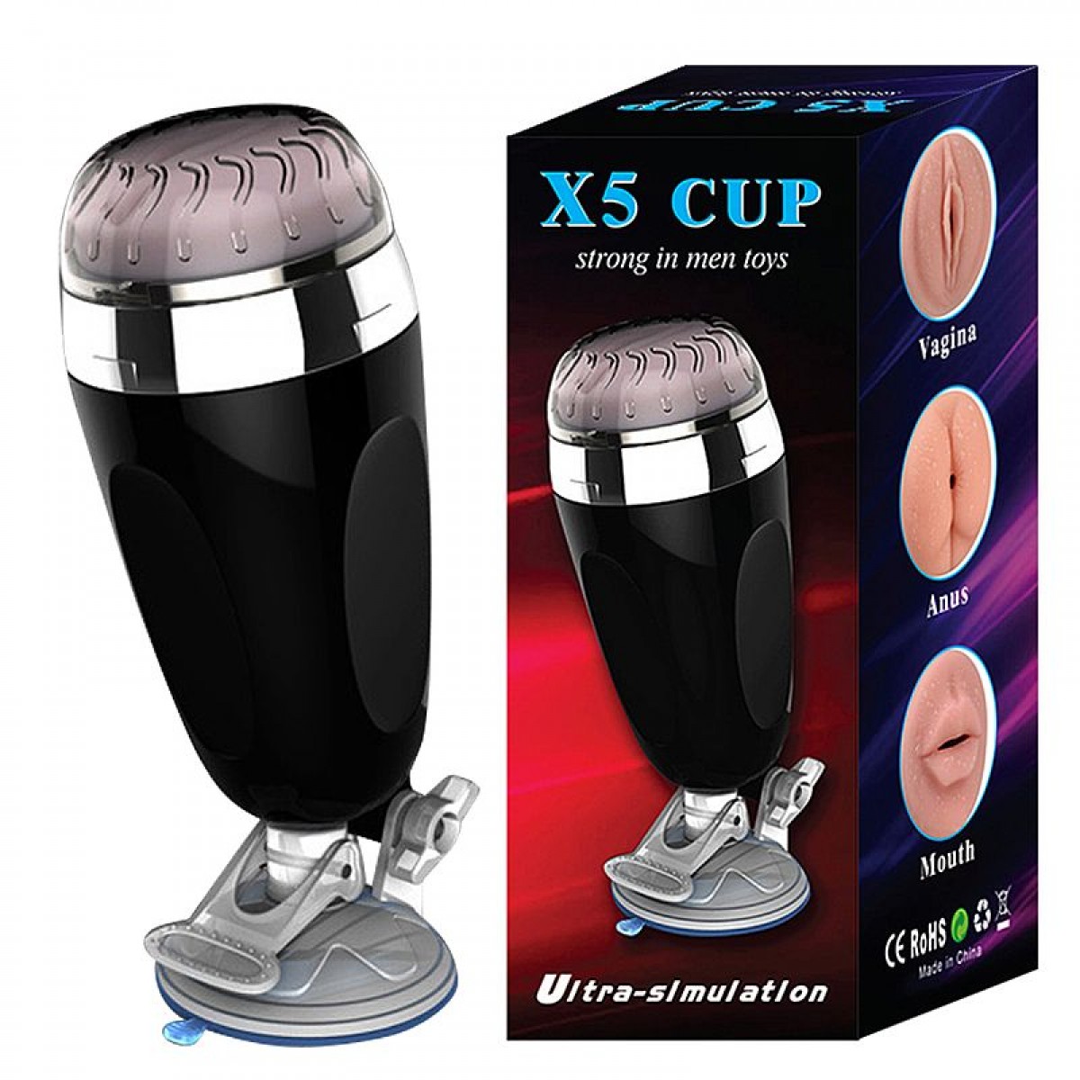 Masturbador Lanterna com Ventosa - ÂNUS - X5 Cup - Chamas do Prazer Sex Shop