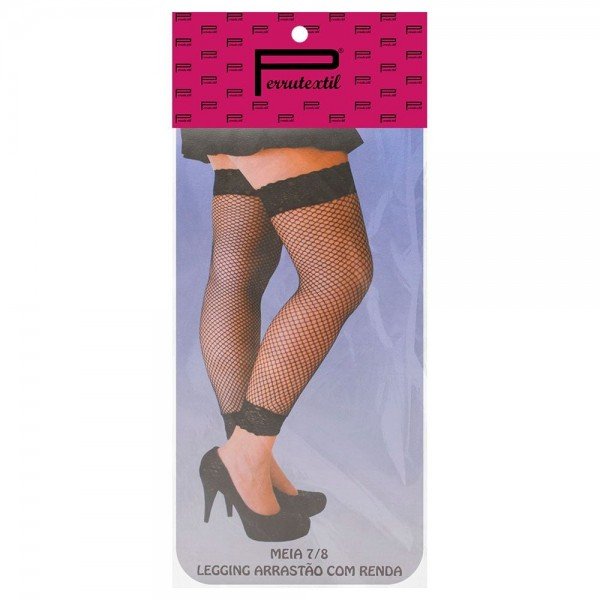 Meia Legging Arrastão Perrutextil Vermelha Meia Legging Arrastão Perrutextil Vermelha