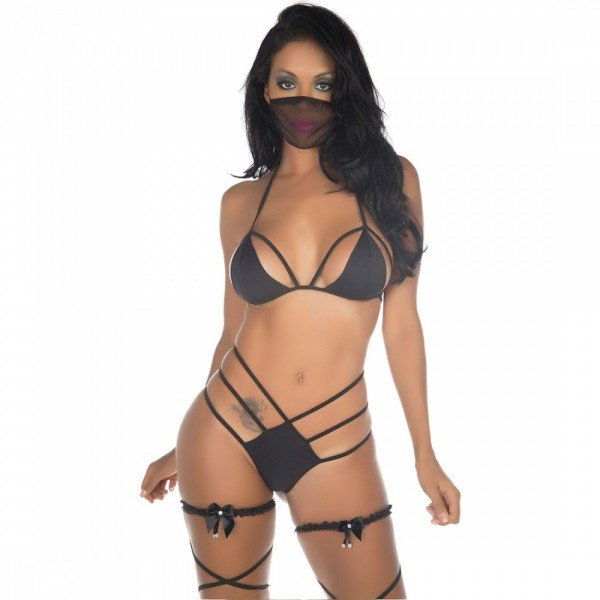 MINI FANTASIA NINJA - PIMENTA SEXY - PRETO MINI FANTASIA NINJA - PIMENTA SEXY - PRETO