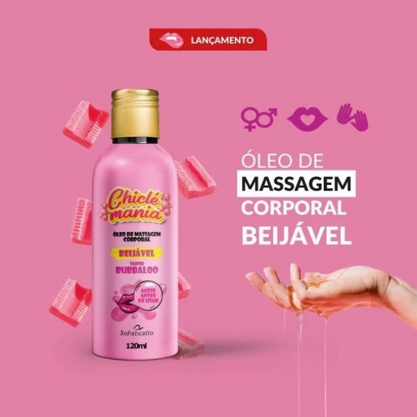 Óleo De Massagem Corporal Beijável 120Ml - Chiclé Mania - Sofisticatto