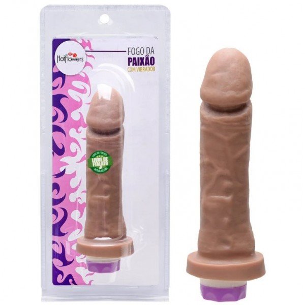 Protese Com Vibro Fogo Da Paixão 15,5 X 4,5Cm Hot Flowers Protese Com Vibro Fogo Da Paixão 15,5 X 4,5Cm Hot Flowers