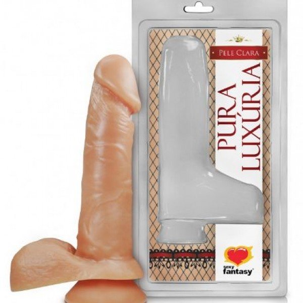 PÊNIS REALÍSTICO COM ESCROTO E VENTOSA – 16X3,2CM - PV008