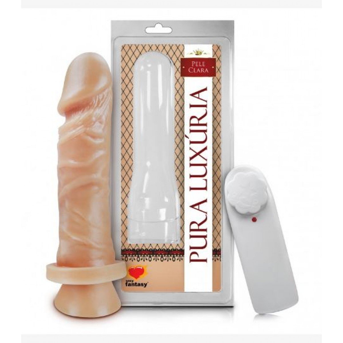 PÊNIS REALÍSTICO COM VENTOSA E VIBRO – 15,3X4CM - PV017 - Chamas do Prazer Sex Shop